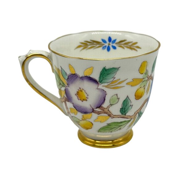 Royal Chelsea England Demitasse Cup & Saucer Set 385A Floral AOP Bone China EUC - Picture 5 of 10